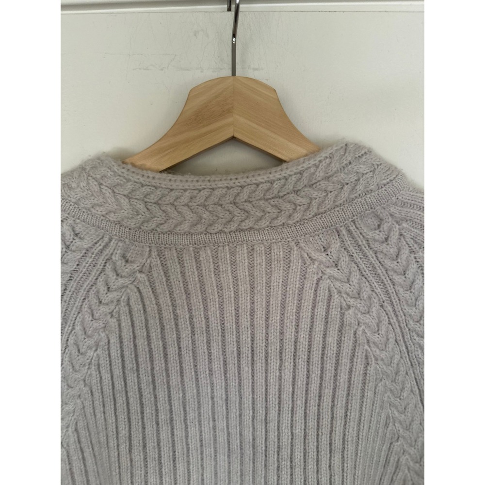 Maeve White Light Gray Cable Knit Sweater Size Large Cozy Textured Pullover - Picture 5 of 6